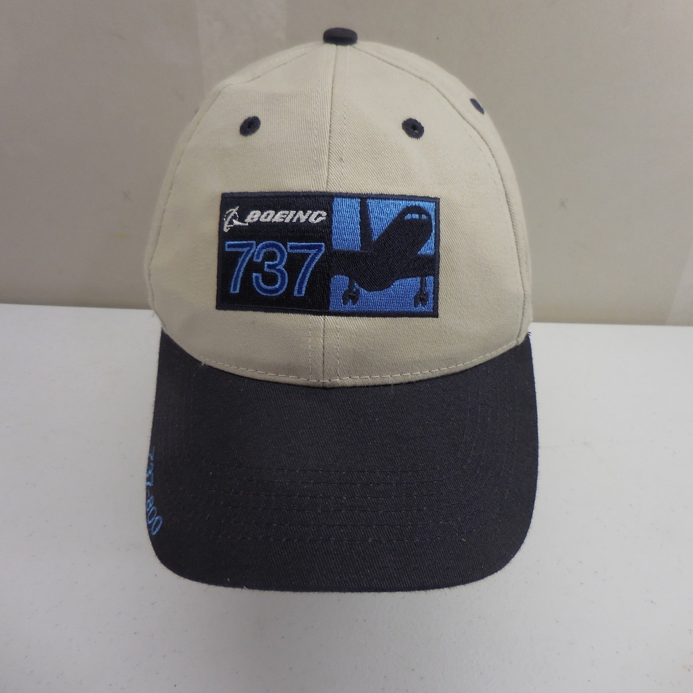 Boeing 737-800 Aviation Baseball Cap Tan Navy Blue Adjustable Hat Vitronic 7360